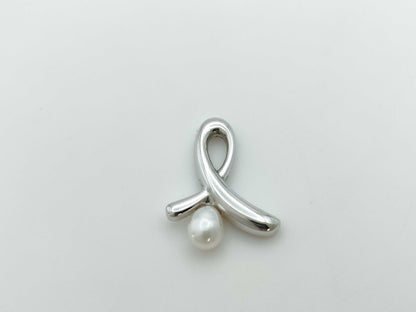 TASAKI Semi-Round Pearl Pendant Top, Approx. 4.7mm Diameter, Sterling Silver, 2.0g 