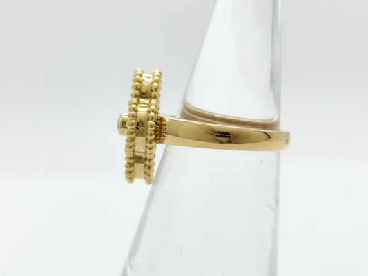 Van Cleef & Arpels Vintage Alhambra #46 Mother-of-Pearl 1PD Yellow Gold AU750 6.8g Ring 