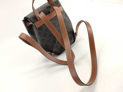 CELINE Bonnie Backpack 118702CAS.04LU Tan Triomphe Canvas and Calfskin Backpack