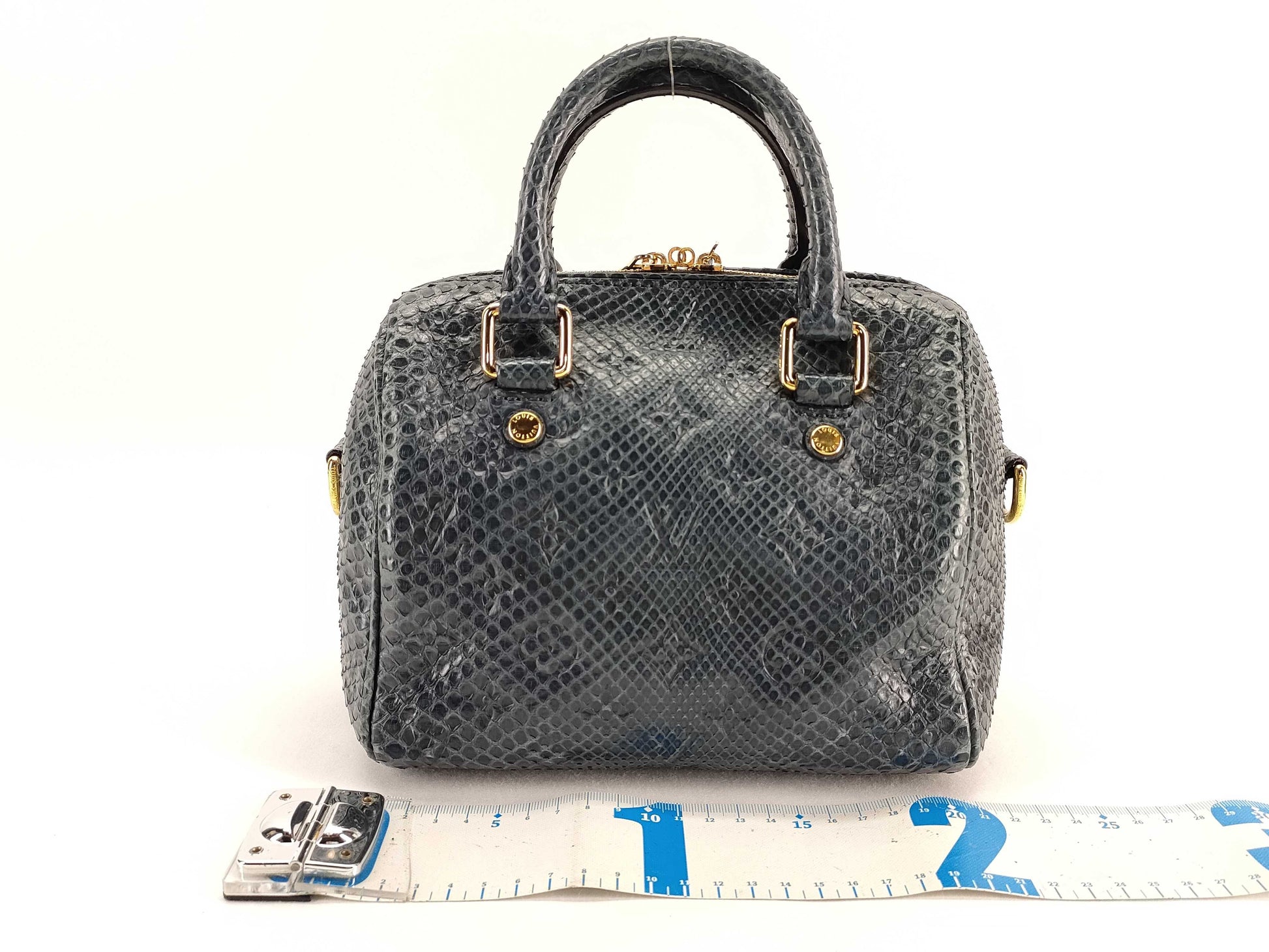 LOUIS VUITTON LOUIS VUITTON Speedy 20 Handbag N91374 Python Leather Navy Boston Bag