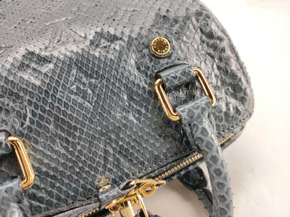 LOUIS VUITTON LOUIS VUITTON Speedy 20 Handbag N91374 Python Leather Navy Boston Bag