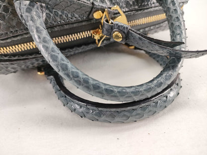 LOUIS VUITTON LOUIS VUITTON Speedy 20 Handbag N91374 Python Leather Navy Boston Bag