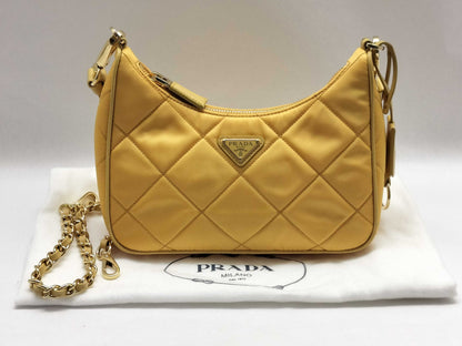 PRADA PRADA Shoulder Bag 1BC204 Yellow Quilted Shoulder Bag