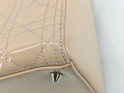 Dior DIOR/Christian Dior Lady Dior Medium Bag Handbag VRB44551/414 Pink Beige Enamel Handbag