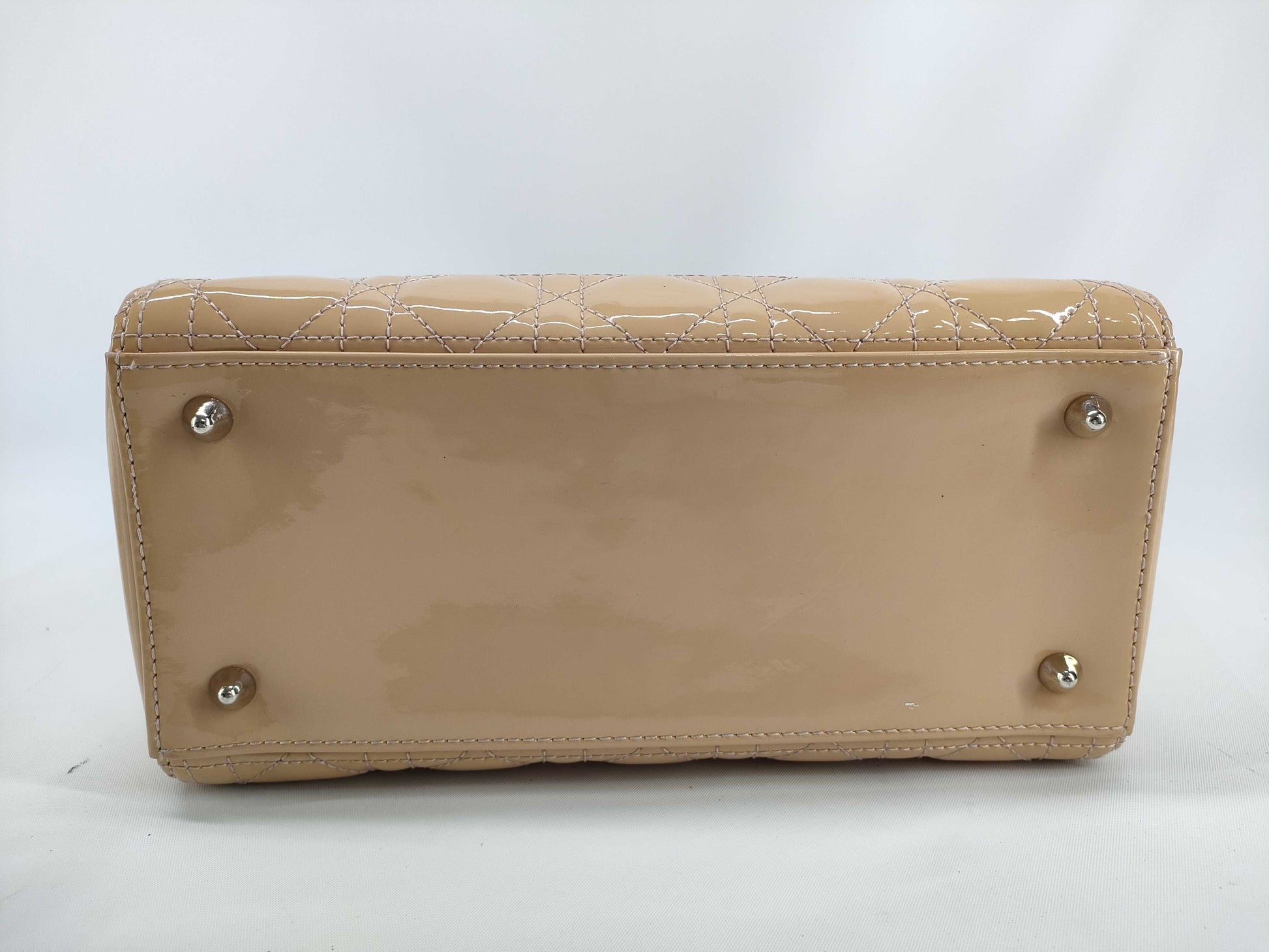 Dior DIOR/Christian Dior Lady Dior Medium Bag Handbag VRB44551/414 Pink Beige Enamel Handbag