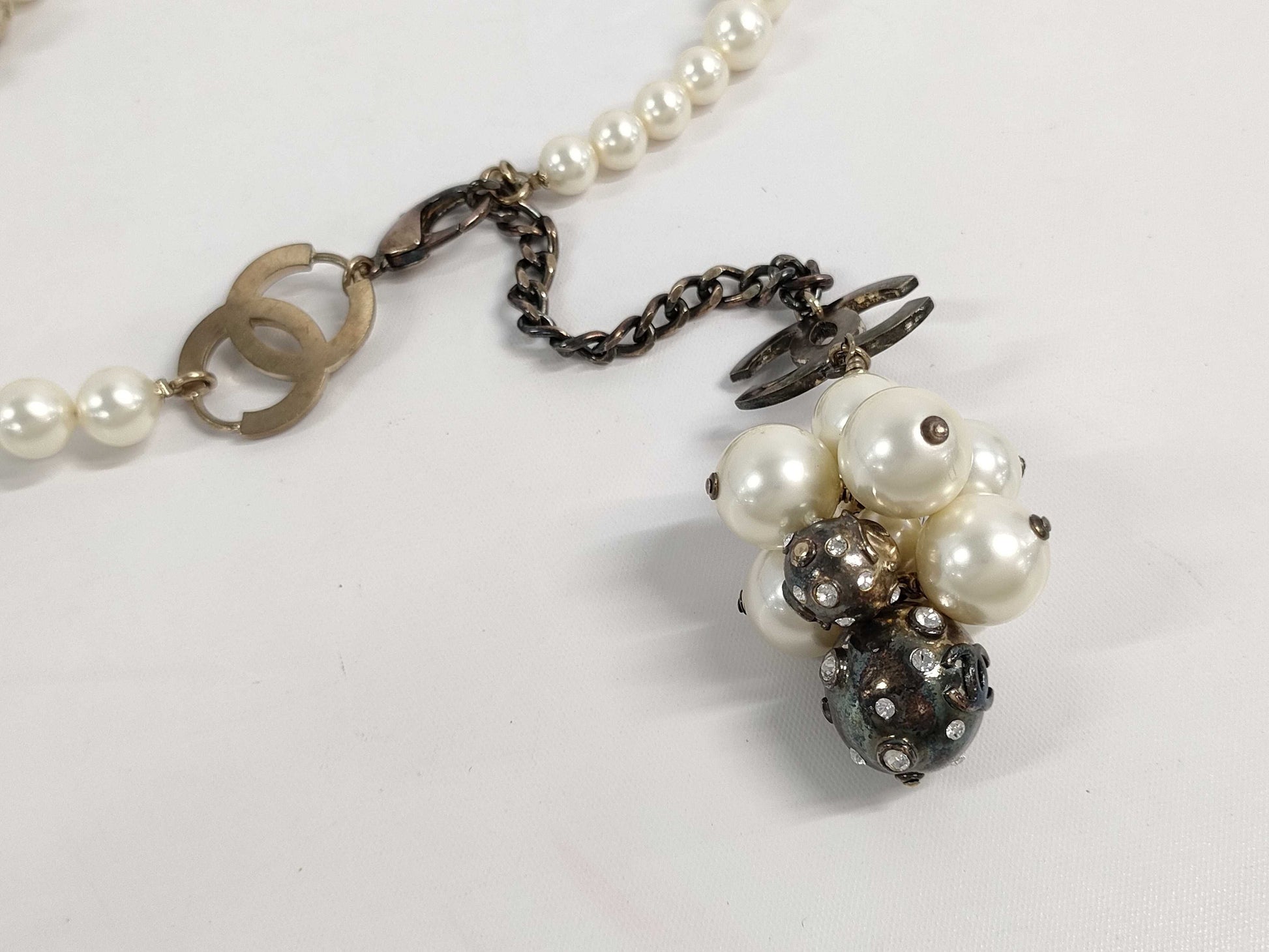 CHANEL CHANEL Necklace Coco Mark/Pearl/Rhinestone/Long Necklace Necklace