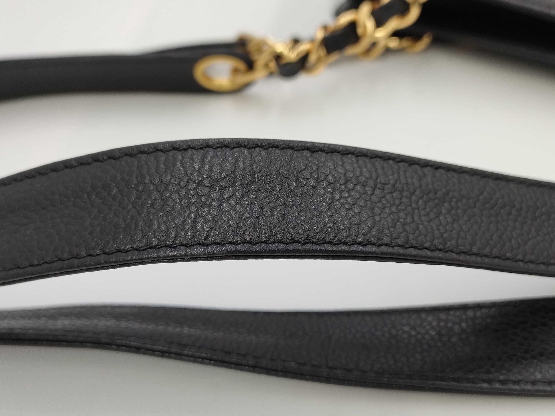 CHANEL Caviar Skin Triple Coco Chain Tote Bag