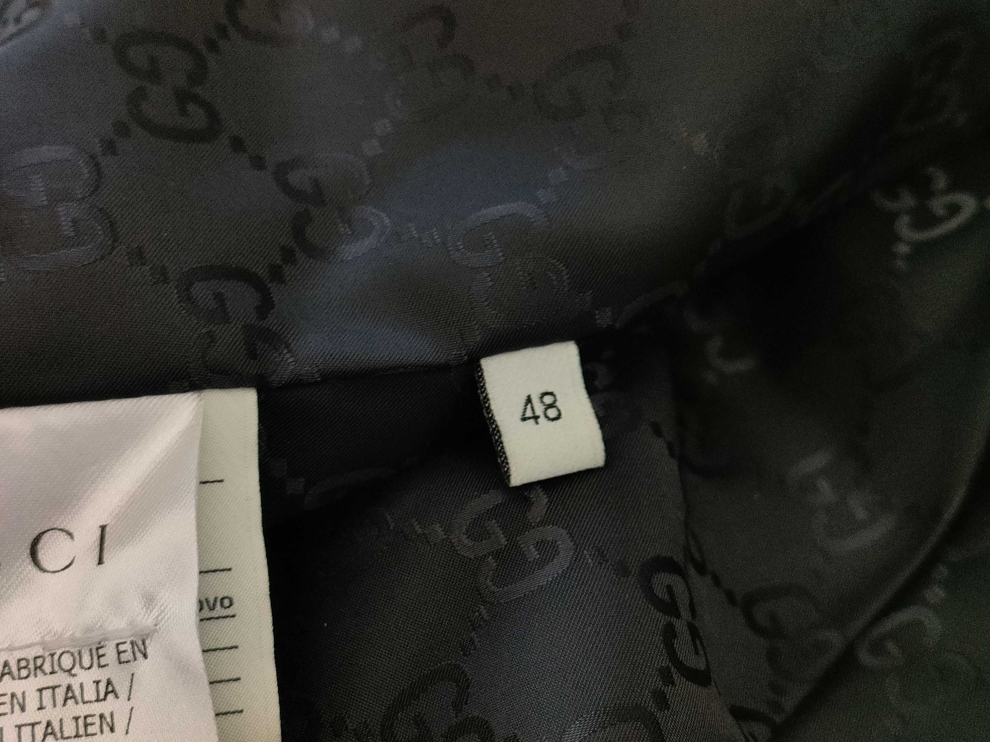 GUCCI GG Black Down Vest, Size 48