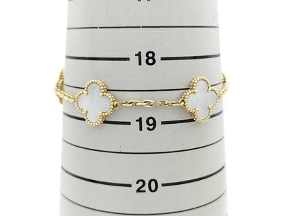 Van Cleef & Arpels Vintage Alhambra 5-Piece Mother-of-Pearl Bracelet/Bangle in Yellow Gold and Au750, 12.0g