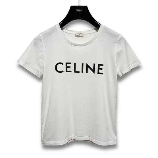 CELINE Crew Neck Logo Cotton Jersey Loose T-Shirt White Size S Shoulder 40cm x Sleeve 17cm x Chest 45cm x Length 54cm T-Shirt