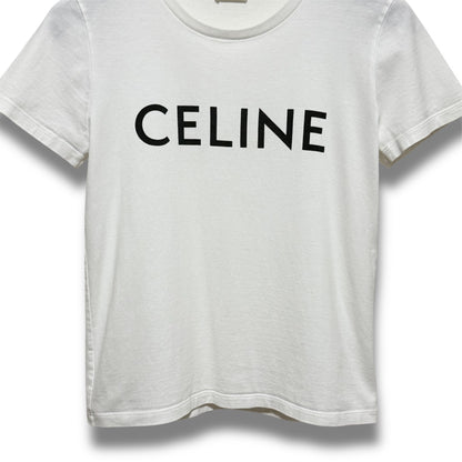 CELINE Crew Neck Logo Cotton Jersey Loose T-Shirt White Size S Shoulder 40cm x Sleeve 17cm x Chest 45cm x Length 54cm T-Shirt