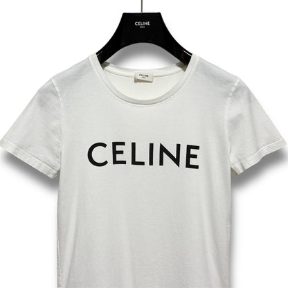 CELINE Crew Neck Logo Cotton Jersey Loose T-Shirt White Size S Shoulder 40cm x Sleeve 17cm x Chest 45cm x Length 54cm T-Shirt