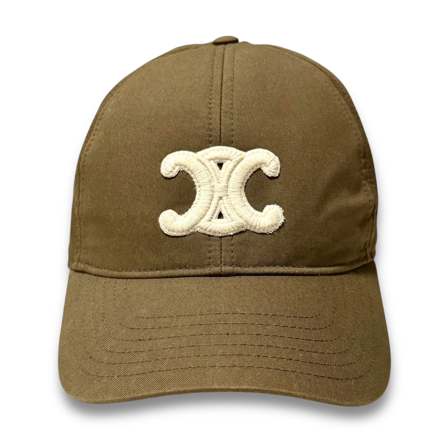 CELINE Triomphe Embroidered Baseball Cap, Cotton, Brown, Size L, Head Circumference: 59cm, Other Apparel
