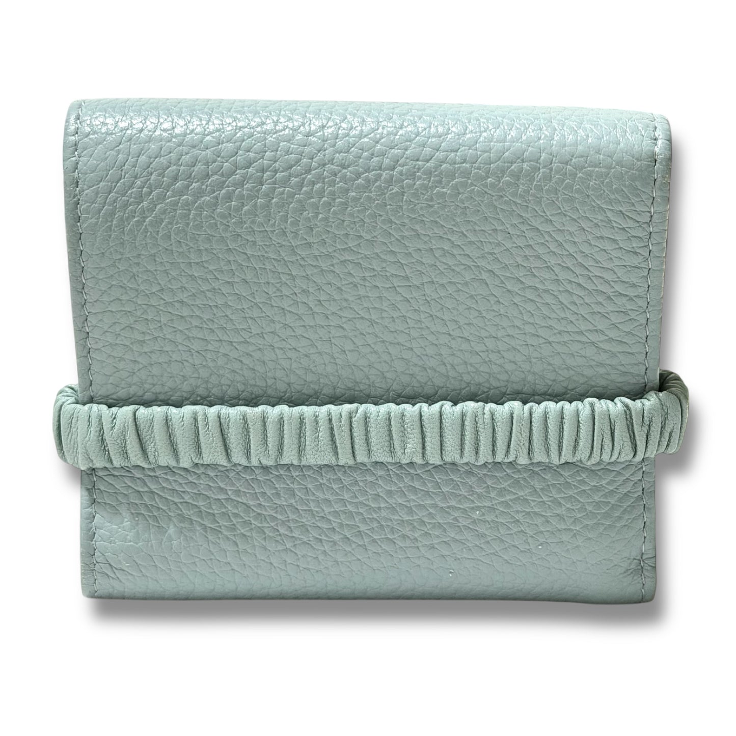 Miu Miu Wallet with Leather Band, Tri-fold Wallet, Light Blue, H9.5 x W10.5 x D2