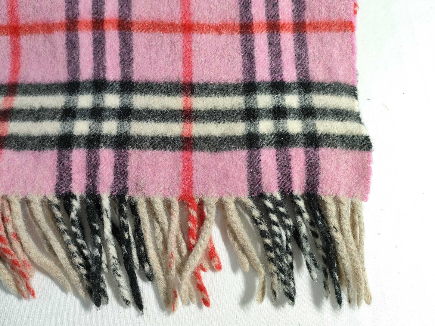 BURBERRY 100% Cashmere Nova Check Scarf Pink