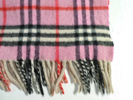 BURBERRY 100% Cashmere Nova Check Scarf Pink