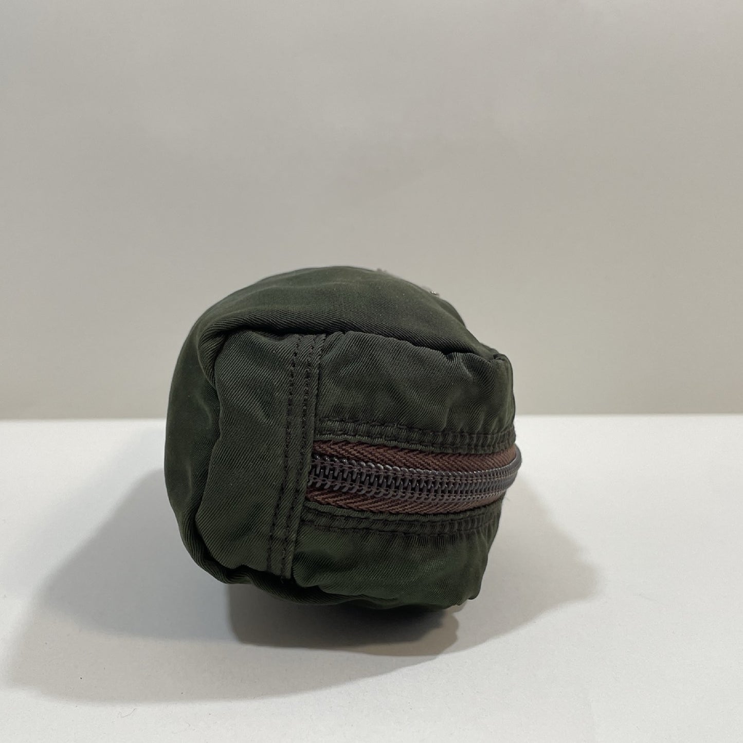 PRADA Prada Triangle Logo Nylon Pouch Khaki