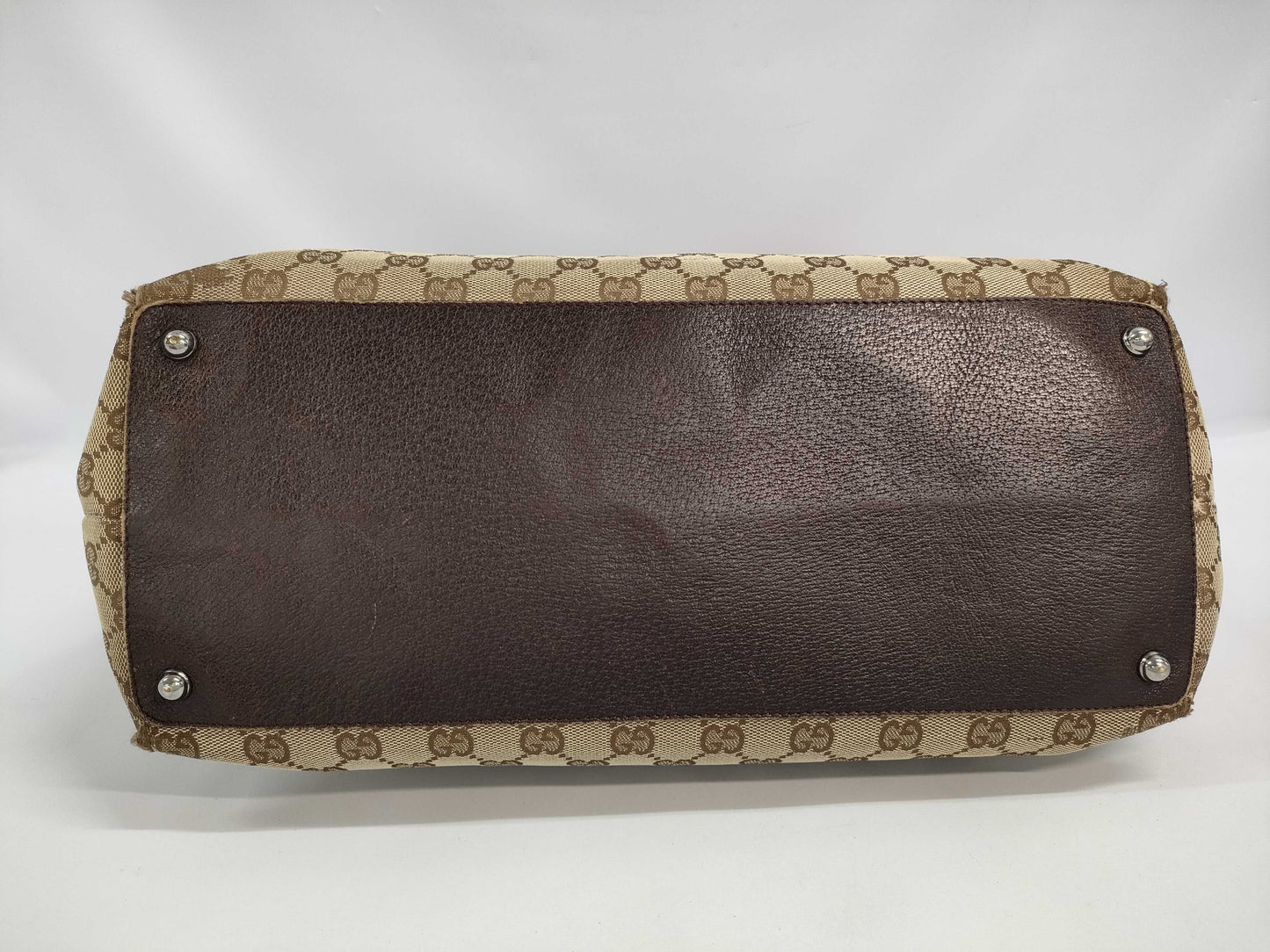 GUCCI GG Canvas 120838 Leather Tote Bag