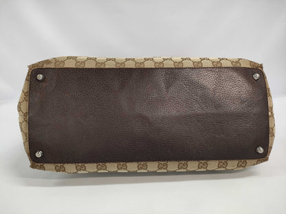 GUCCI GG Canvas 120838 Leather Tote Bag