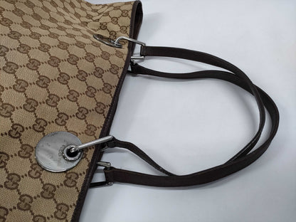 GUCCI GG Canvas 120838 Leather Tote Bag