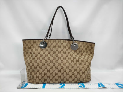 GUCCI GG Canvas 120838 Leather Tote Bag