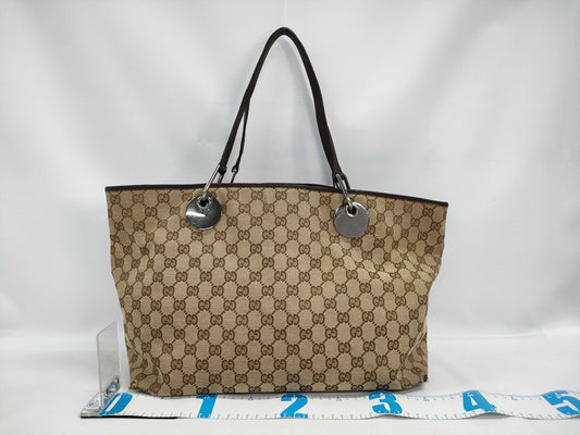GUCCI GG Canvas 120838 Leather Tote Bag