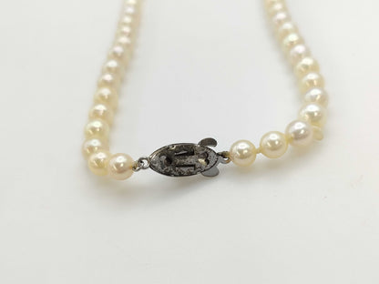 Semi-Round Pearl Necklace, Diameter: Approx. 5.2-8.9mm, Sterling Silver, 31.9g 