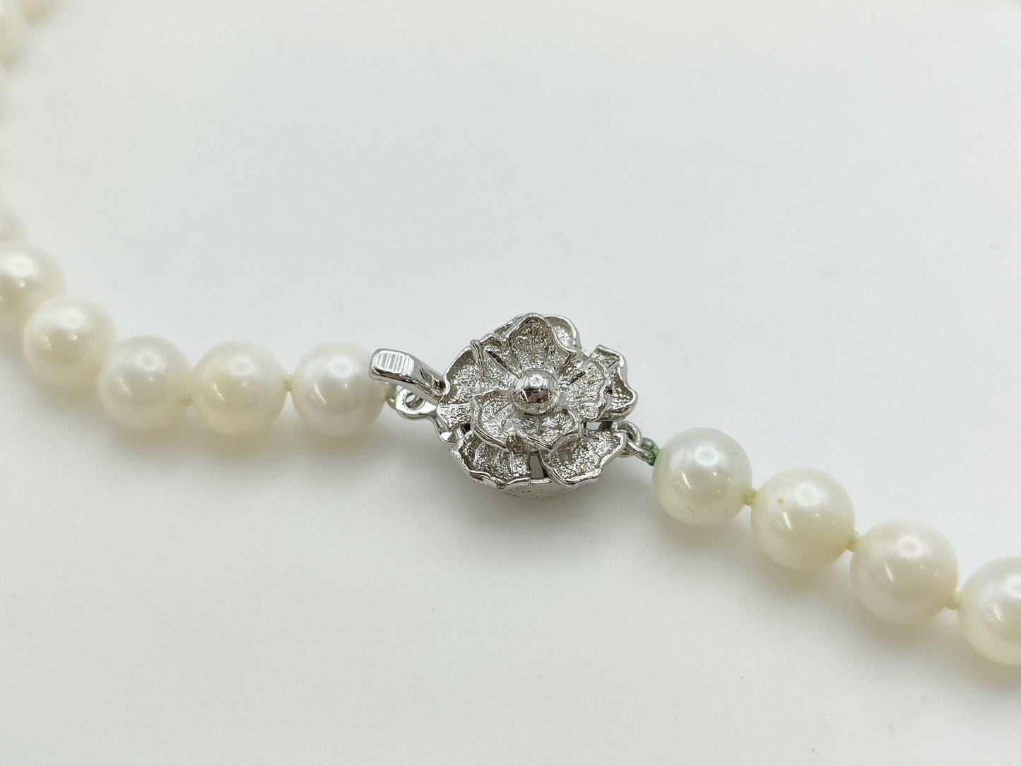Pearl Necklace, Diameter: Approx. 7.0-7.4mm, Sterling Silver, 32.9g 