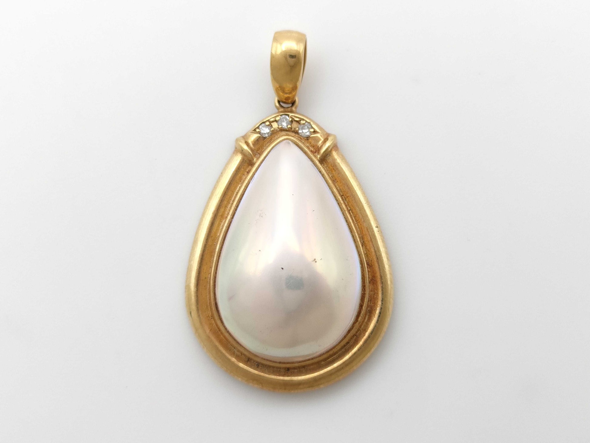 TASAKI Mabe Pearl D0.03ct K18 6.0g Pendant Top 