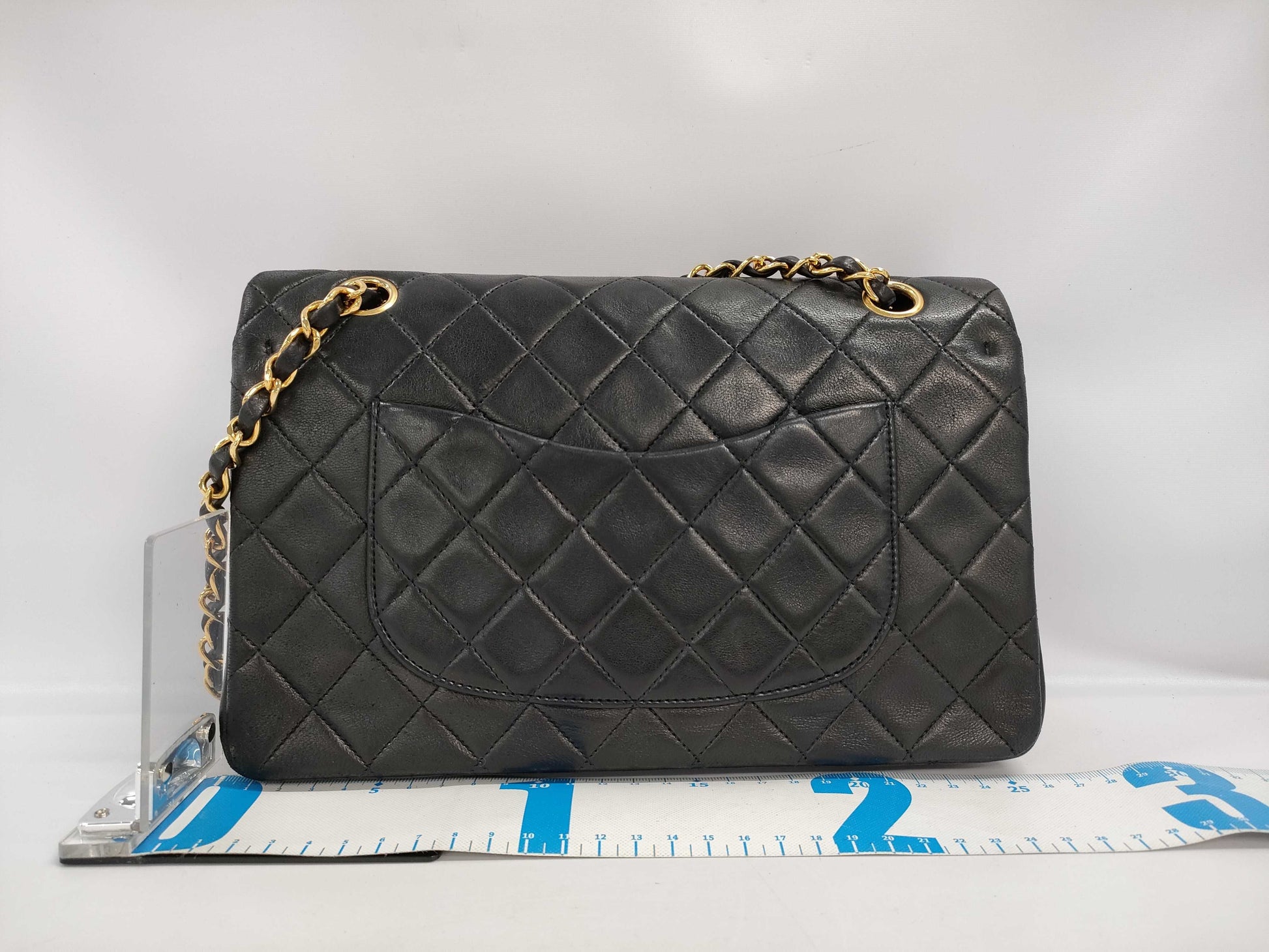 CHANEL Matelasse Lambskin Double Flap Double Chain Shoulder Bag, Black, G Hardware, No. 2 [Card Included] W-Flap Shoulder Bag