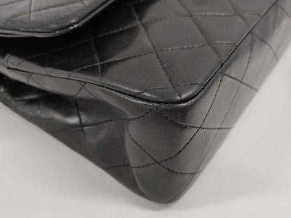 CHANEL Matelasse Lambskin Double Flap Double Chain Shoulder Bag, Black, G Hardware, No. 2 [Card Included] W-Flap Shoulder Bag