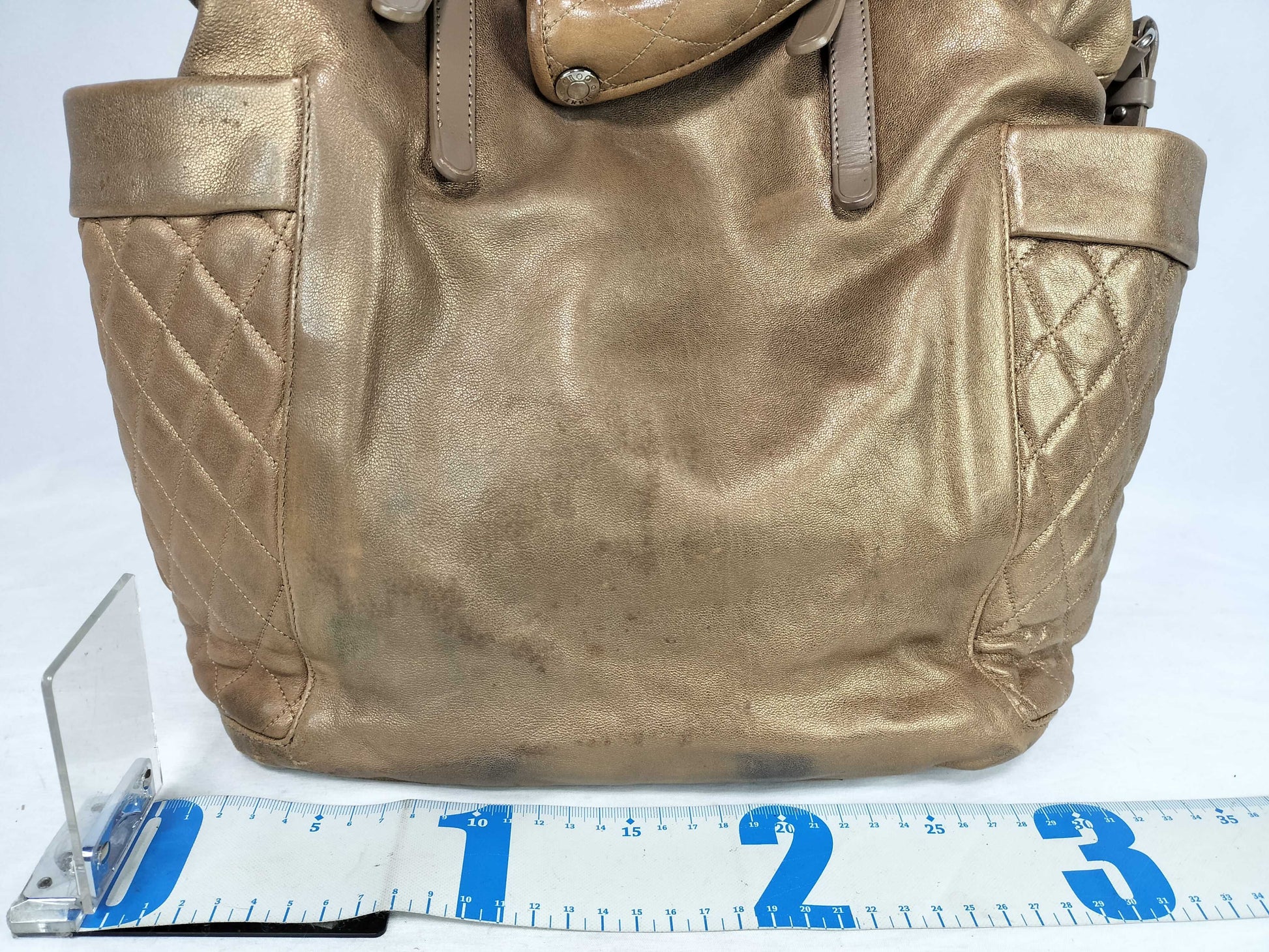 JIMMY CHOO 2-Way Tote Bag, Blair, Chain, Quilted Leather, Gold Tote Bag