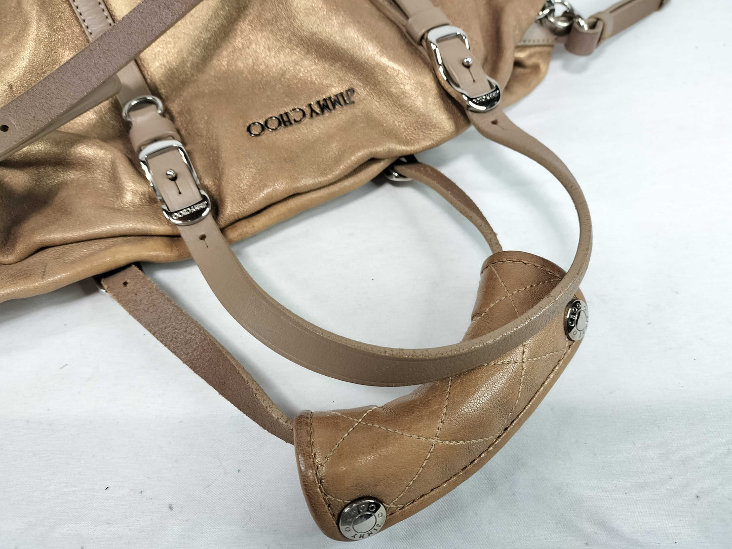 JIMMY CHOO 2-Way Tote Bag, Blair, Chain, Quilted Leather, Gold Tote Bag