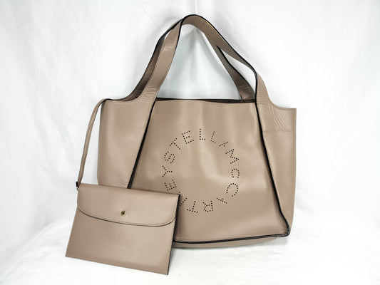 Stella McCartney / Large Tote Bag / 502793 / Logo / Punching / Alter Nappa / Greige / Pouch Included