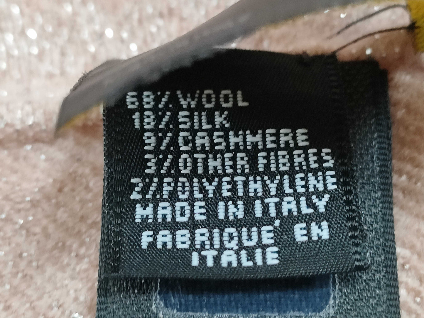 FENDI / Large Scarf / Zucca / FF Logo / Glitter / Wool x Silk / Pink Beige Scarf