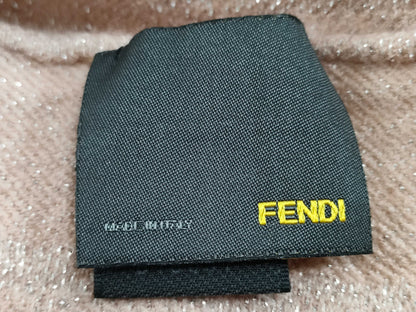 FENDI / Large Scarf / Zucca / FF Logo / Glitter / Wool x Silk / Pink Beige Scarf