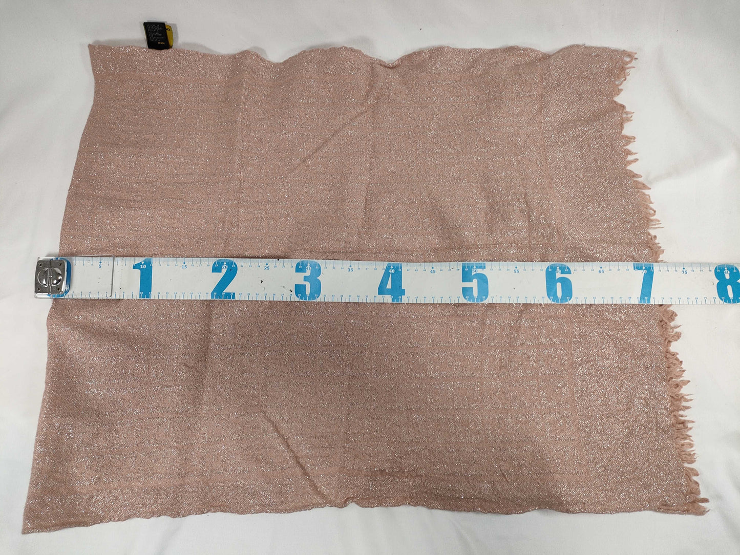 FENDI / Large Scarf / Zucca / FF Logo / Glitter / Wool x Silk / Pink Beige Scarf