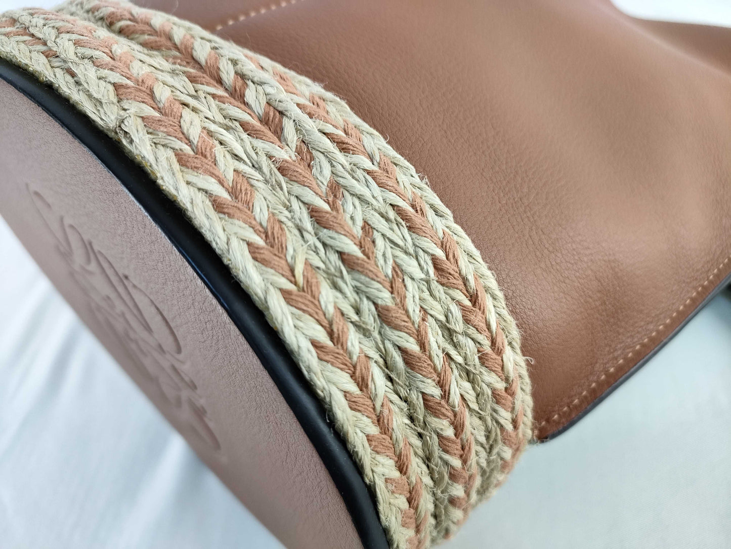 LOEWE Gate Bucket Leather/Brown and Light Blue Shoulder Bag