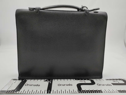 HERMES Sac A Depeche 27 Liege/Black/□k Engraving/Silver Shoulder Bag