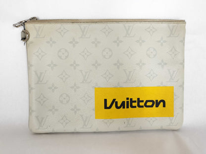 LOUIS VUITTON Monogram LOUIS VUITTON Zipped Pouch GM Monogram/White/Gray Pouch