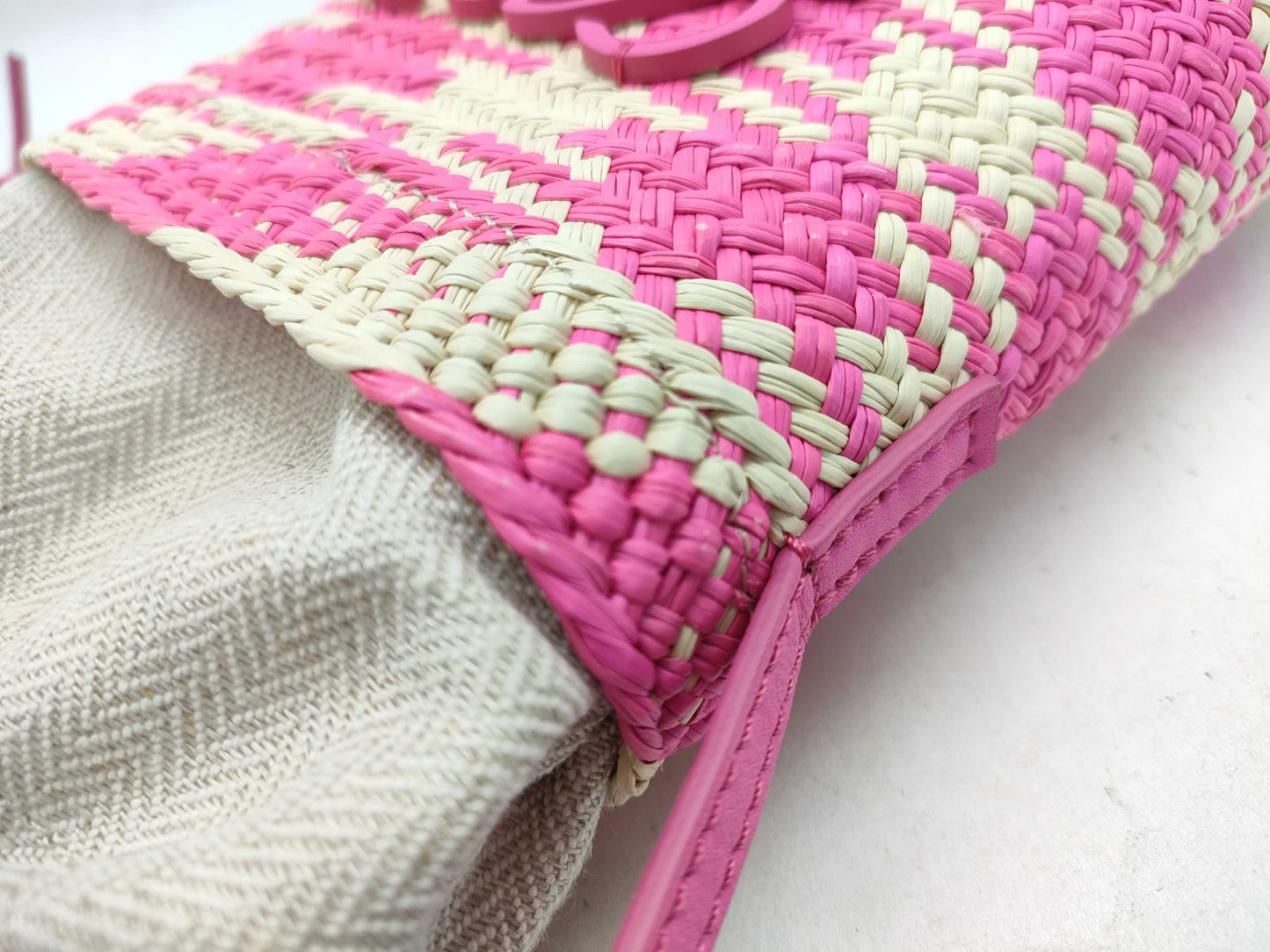 LOEWE Square Pocket Raffia/Pink Shoulder Bag