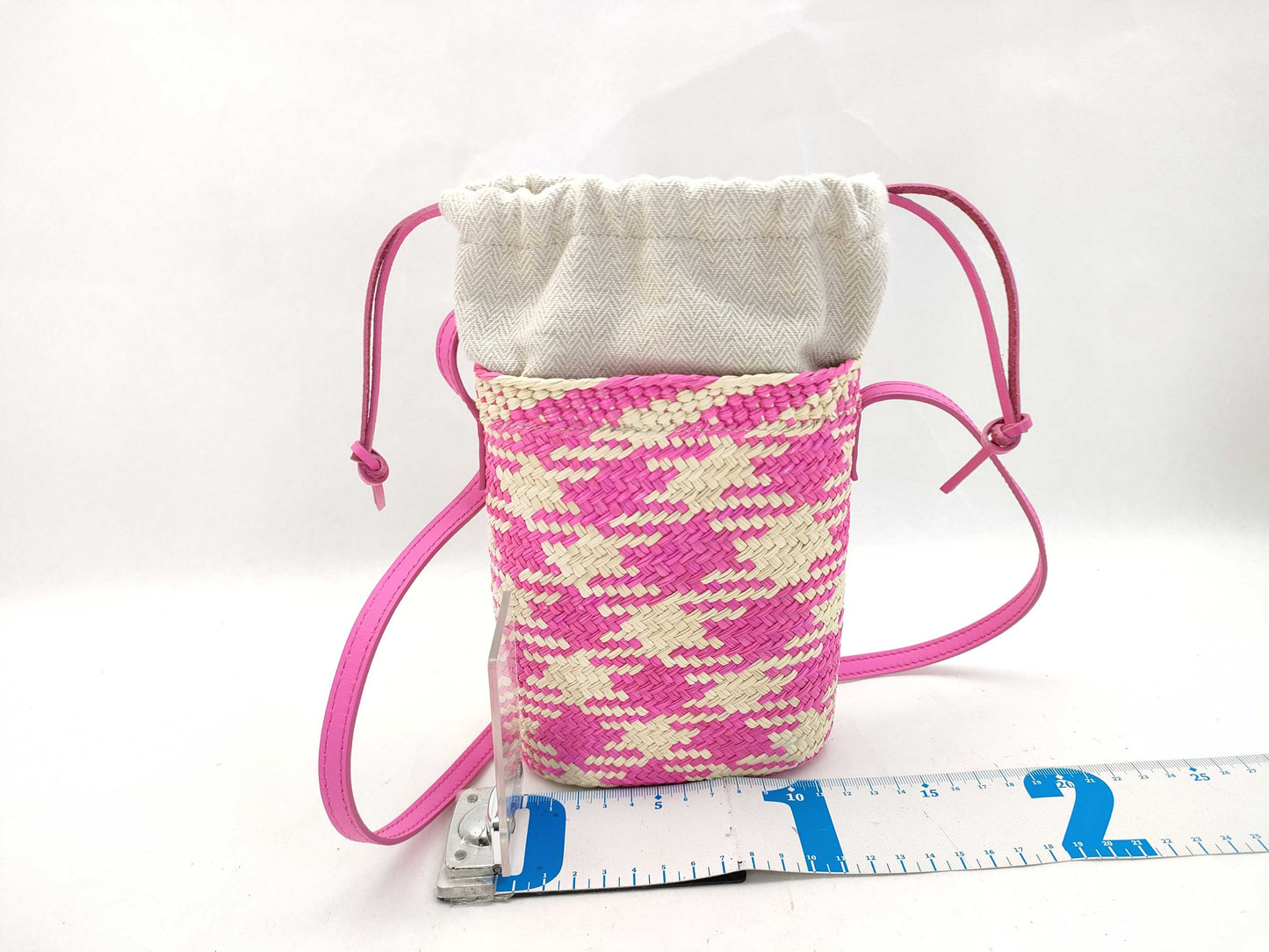 LOEWE Square Pocket Raffia/Pink Shoulder Bag