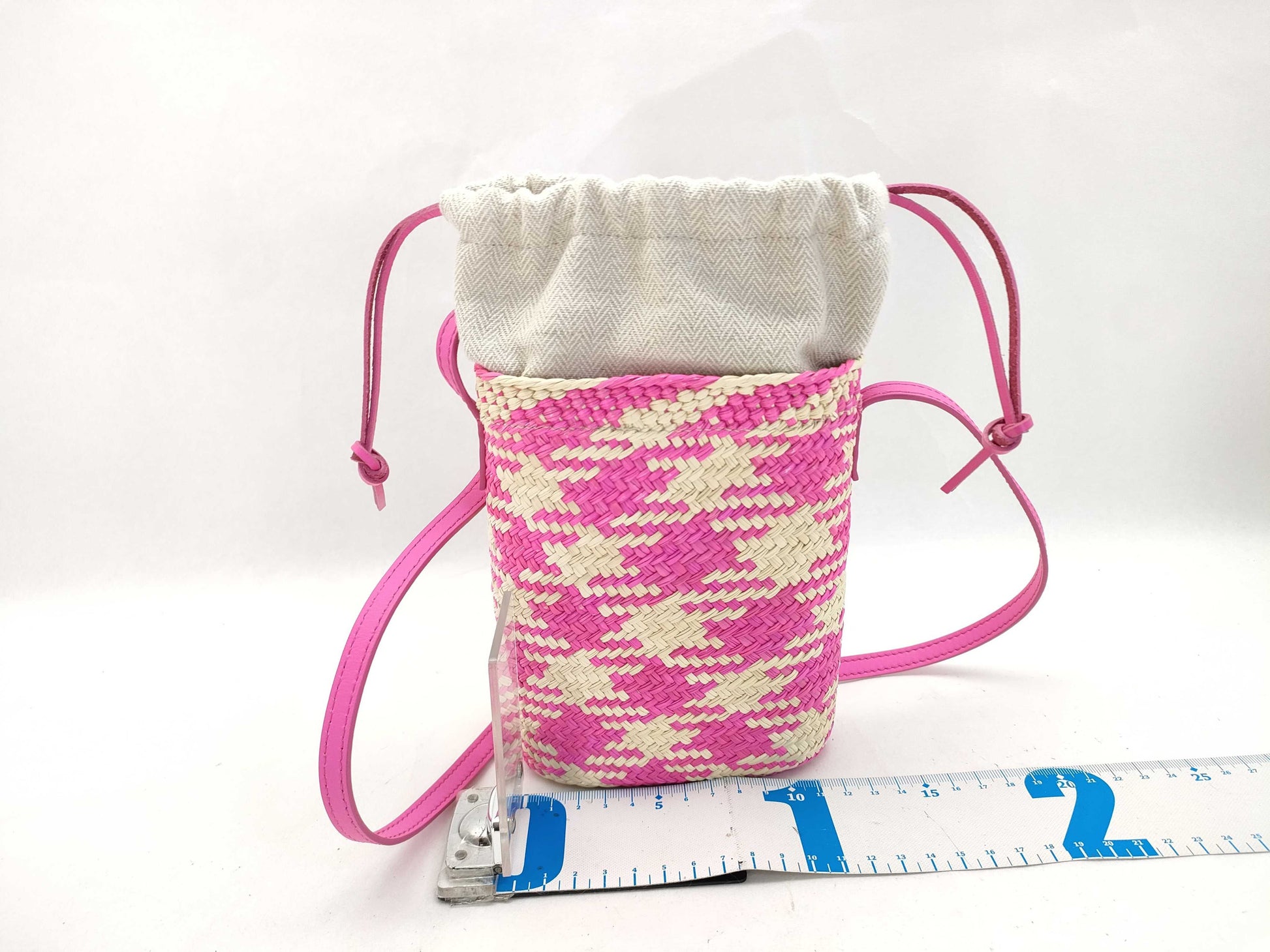 LOEWE Square Pocket Raffia/Pink Shoulder Bag