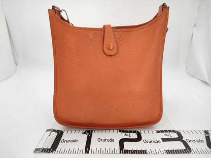 HERMES Evelyn 1PM Taurillon/Orange/□L Stamp/Silver Shoulder Bag