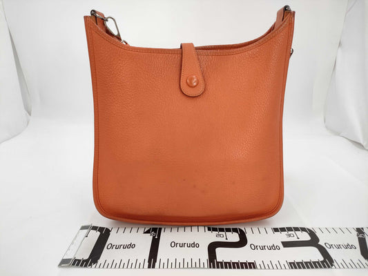 HERMES Evelyn 1PM Taurillon/Orange/□L Stamp/Silver Shoulder Bag