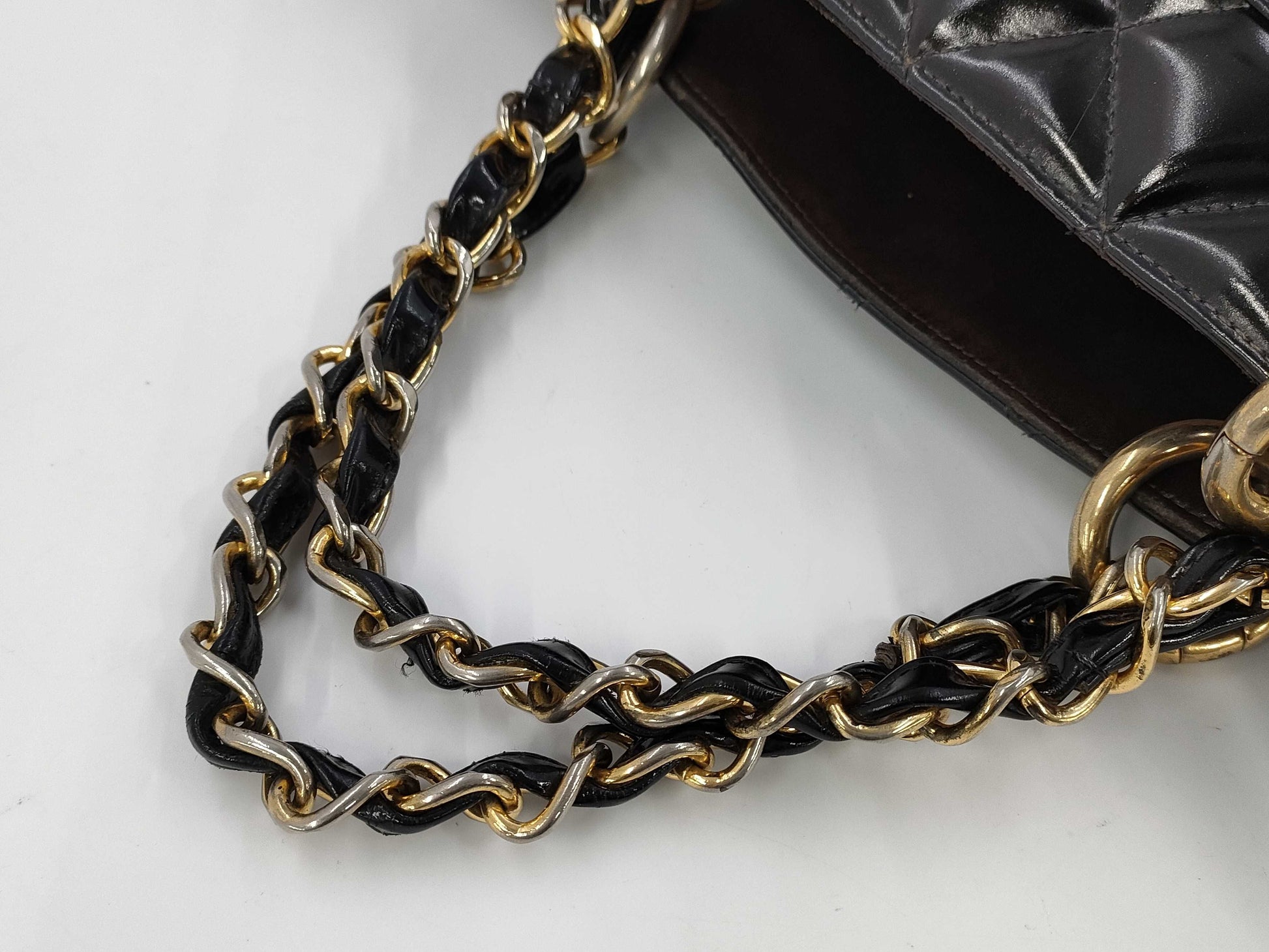 CHANEL CHANEL Chain Shoulder Bag Enamel/Black/GD