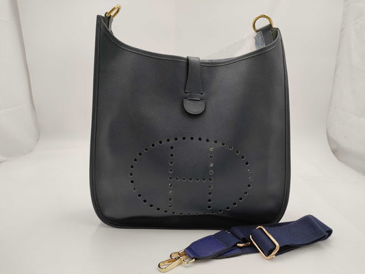 HERMES HERMES Evelyn 2GM Epson/Blue Indigo/GD Shoulder Bag