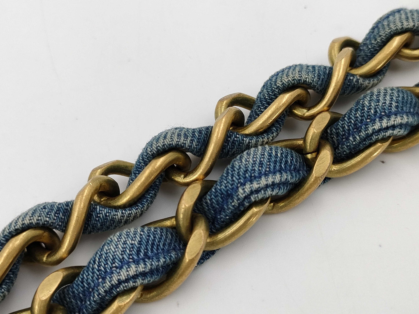 CHANEL Deca Matelasse 34 Denim/Blue/GD Shoulder Bag