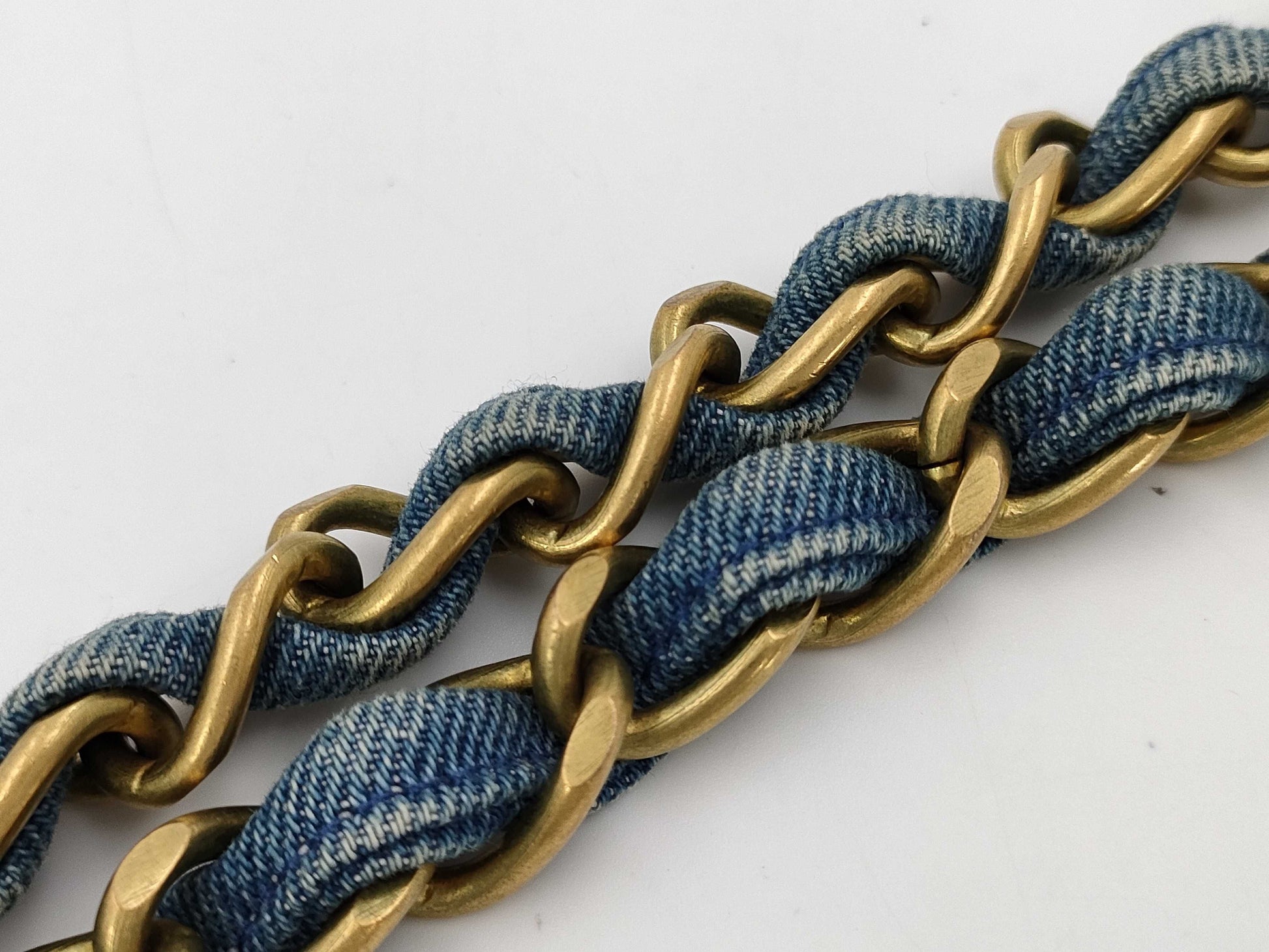 CHANEL Deca Matelasse 34 Denim/Blue/GD Shoulder Bag