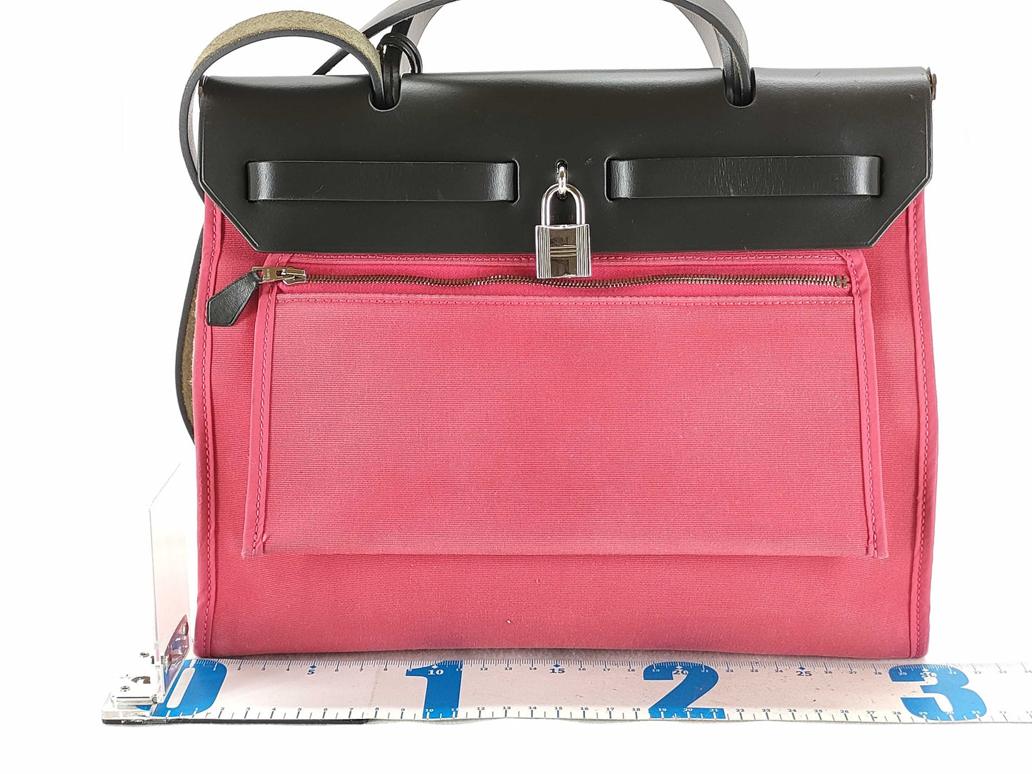 HERMES Air Bag HERMES Air Zip PM Toile/Pink/A Stamp/Silver Handbag